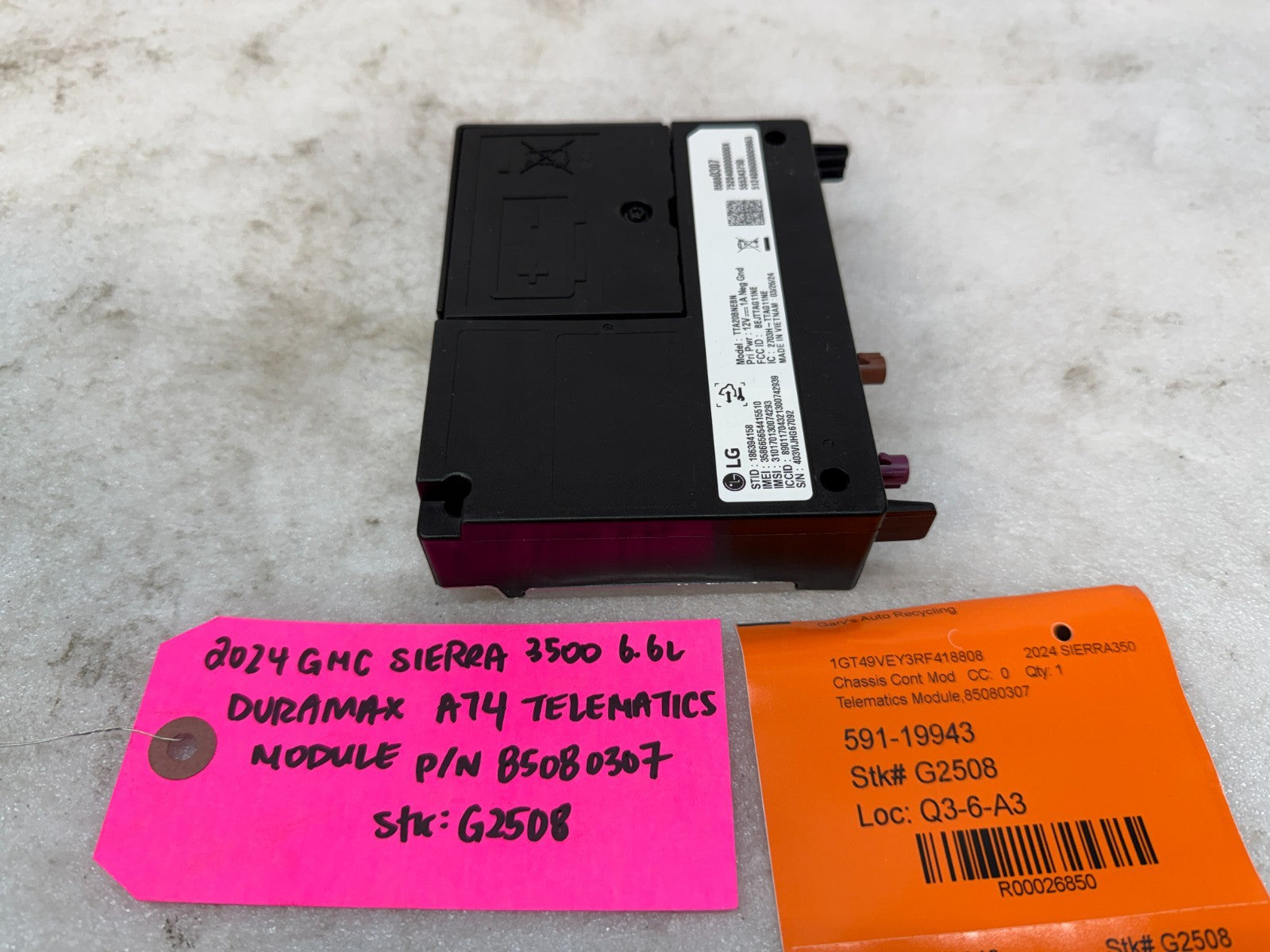 24 25 Chevrolet GMC SIERRA TELEMATICS COMMUNICATION CONTROL MODULE 85080307