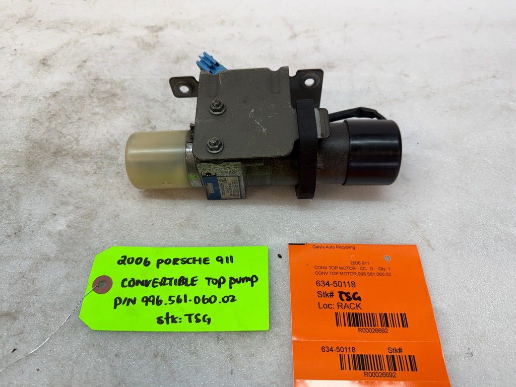 99-12 PORSCHE 997 CONVERTIBLE CABRIOLET ROOF HYDRAULIC MOTOR PUMP 99656106002