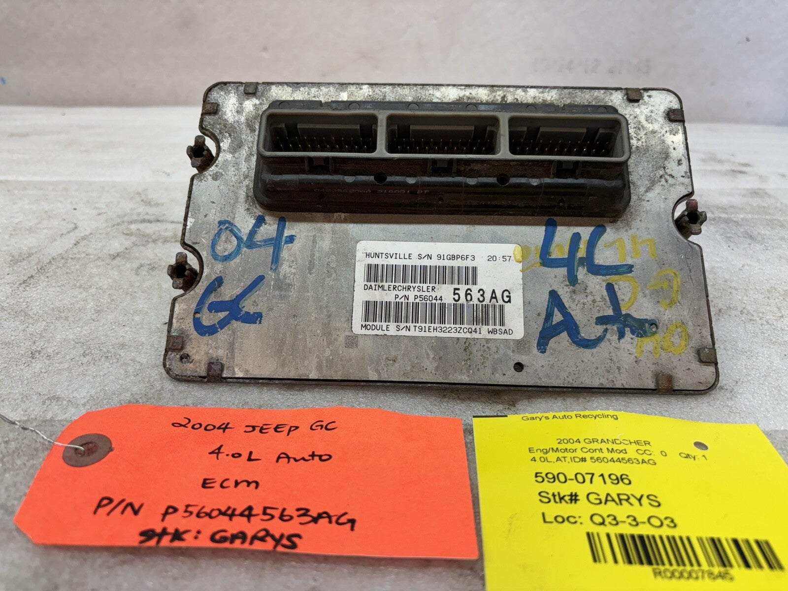 04 JEEP GRAND CHEROKEE 4.0 AUTOMATIC ENGINE COMPUTER ECM ECU P56044563AG
