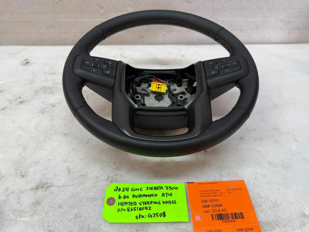 24 25 Chevrolet GMC SIERRA AT4 BLACK LEATHER HEATED STEERING WHEEL 86510192