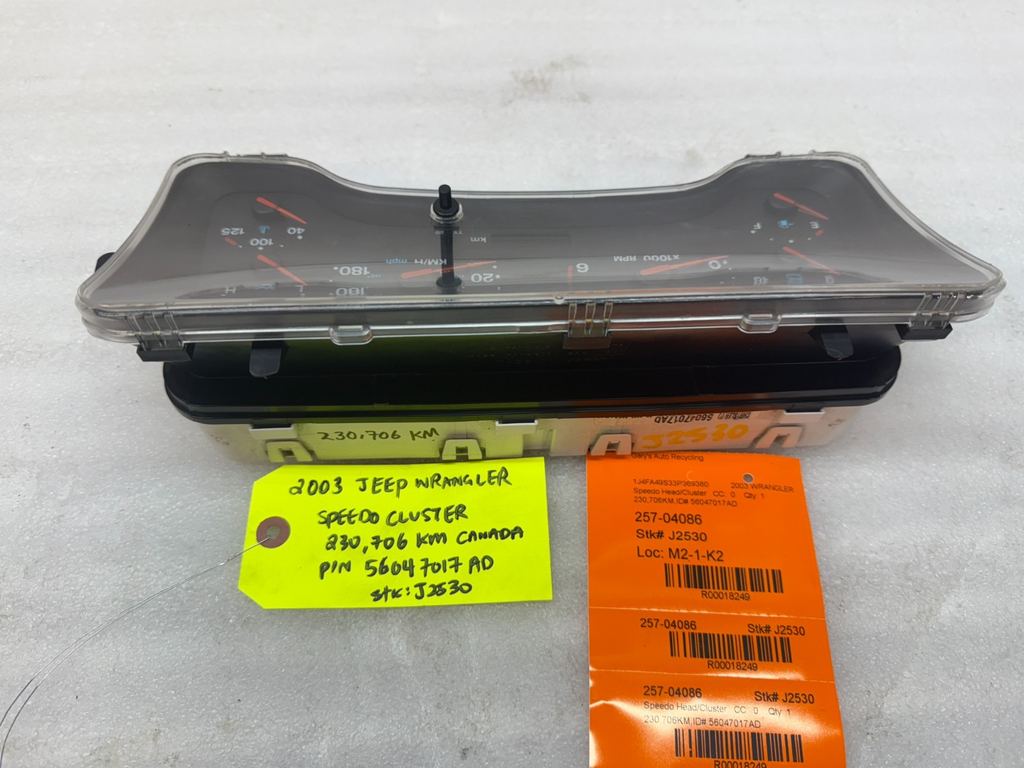03 JEEP WRANGLER TJ LJ OEM METRIC SPEEDOMETER GAUGE CLUSTER 56047017AD 03-06