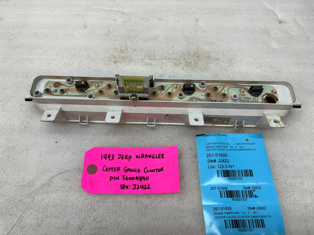 92-95 JEEP WRANGLER YJ OEM METRIC CENTER GAUGE CLUSTER P56004890