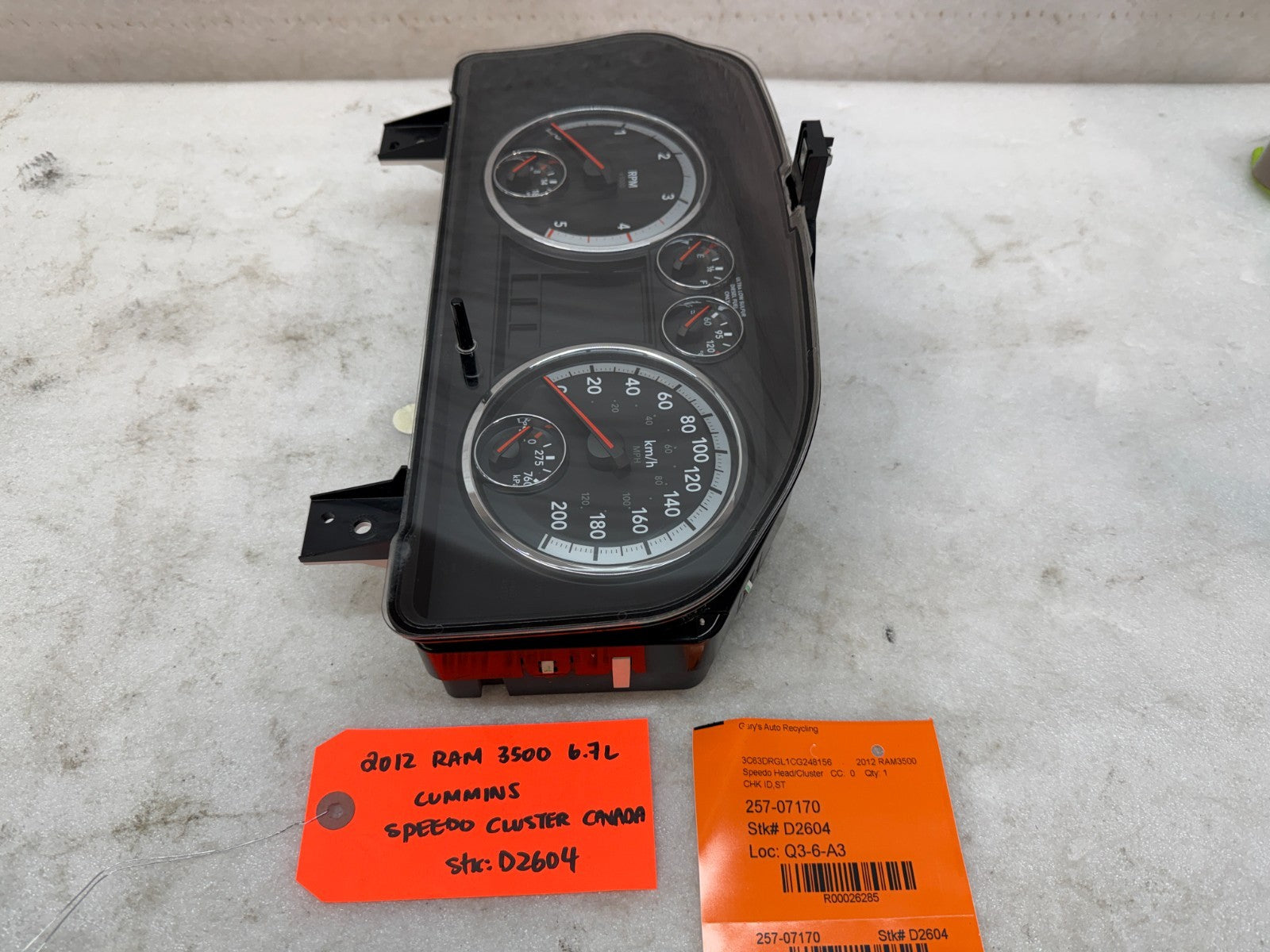 10 11 12 DODGE RAM 2500 3500 6.7 METRIC GAUGE CLUSTER SPEEDO TACH