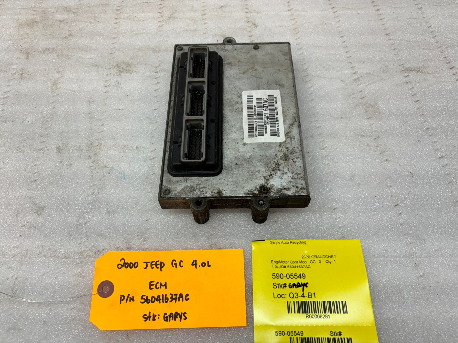 00 JEEP GRAND CHEROKEE 4.0 AUTOMATIC ENGINE COMPUTER ECM ECU P56041637AC