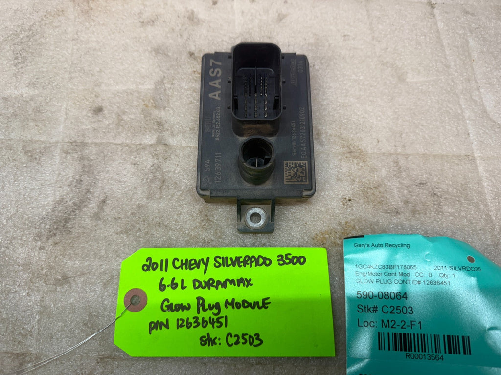 11-14 GMC CHEVROLET SILVERADO 3500HD 6.6 LML OEM GPM GLOW PLUG MODULE 12636451