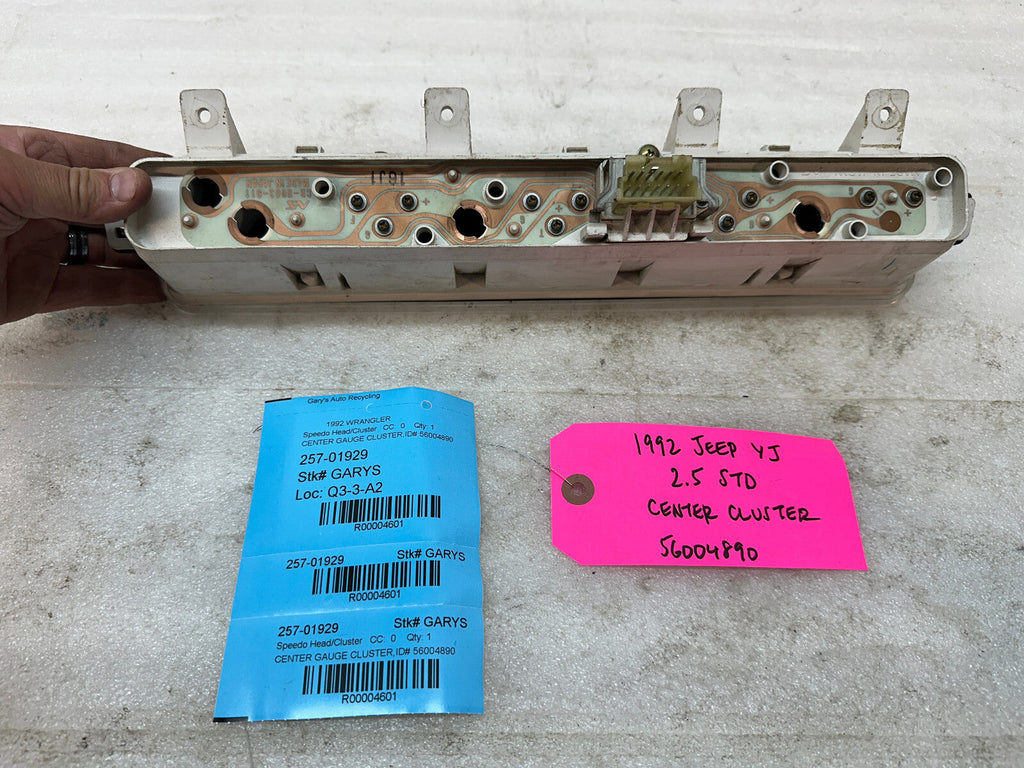 92-95 JEEP WRANGLER YJ OEM METRIC CENTER GAUGE CLUSTER P56004890