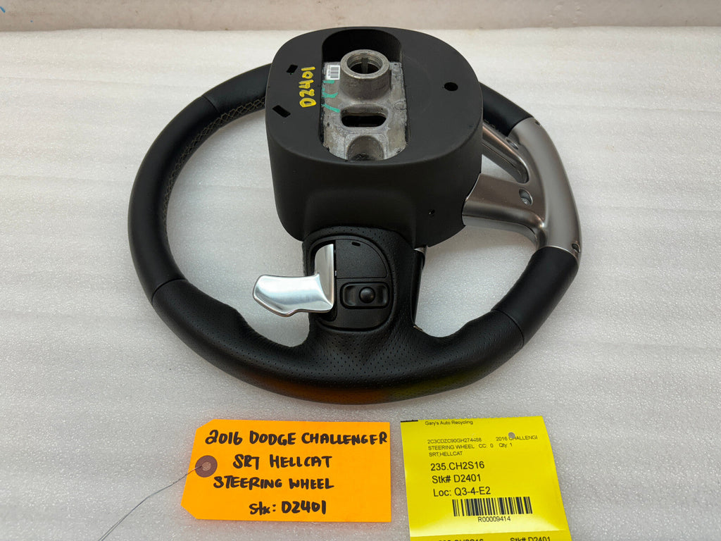 16 DODGE CHALLENGER HELLCAT SRT OEM BLACK LEATHER STEERING WHEEL AUTOMATIC 15-18