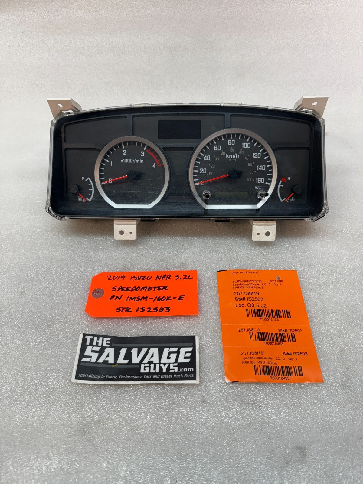 19 ISUZU NRR NPR NQR 5.2 METRIC SPEEDOMETER GAUGE CLUSTER TACH IMSM-160K-E
