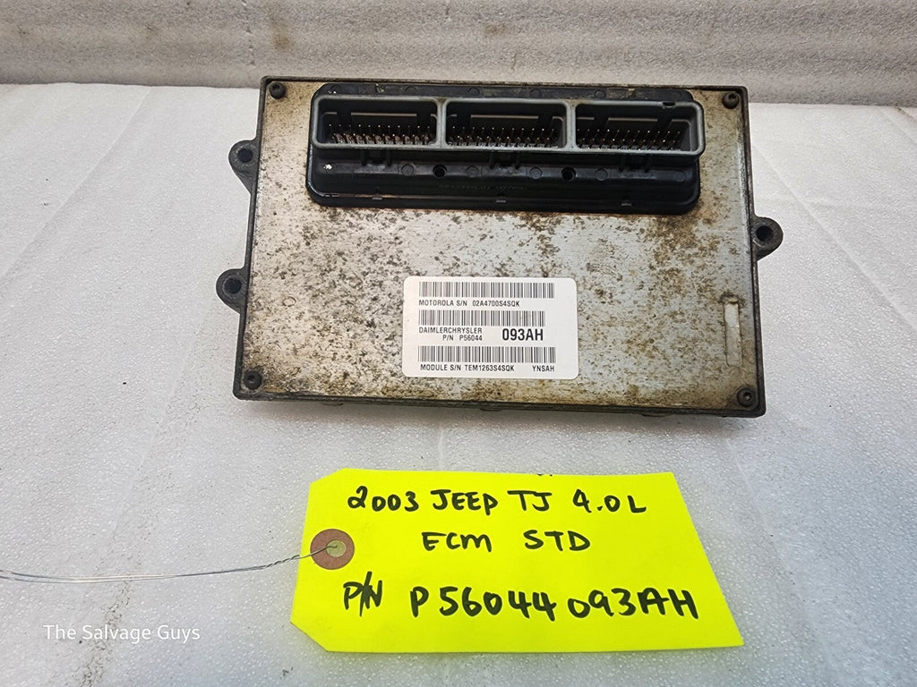 03 JEEP WRANGLER TJ 4.0 MANUAL TRANS ENGINE COMPUTER ECM ECU P56044093AH