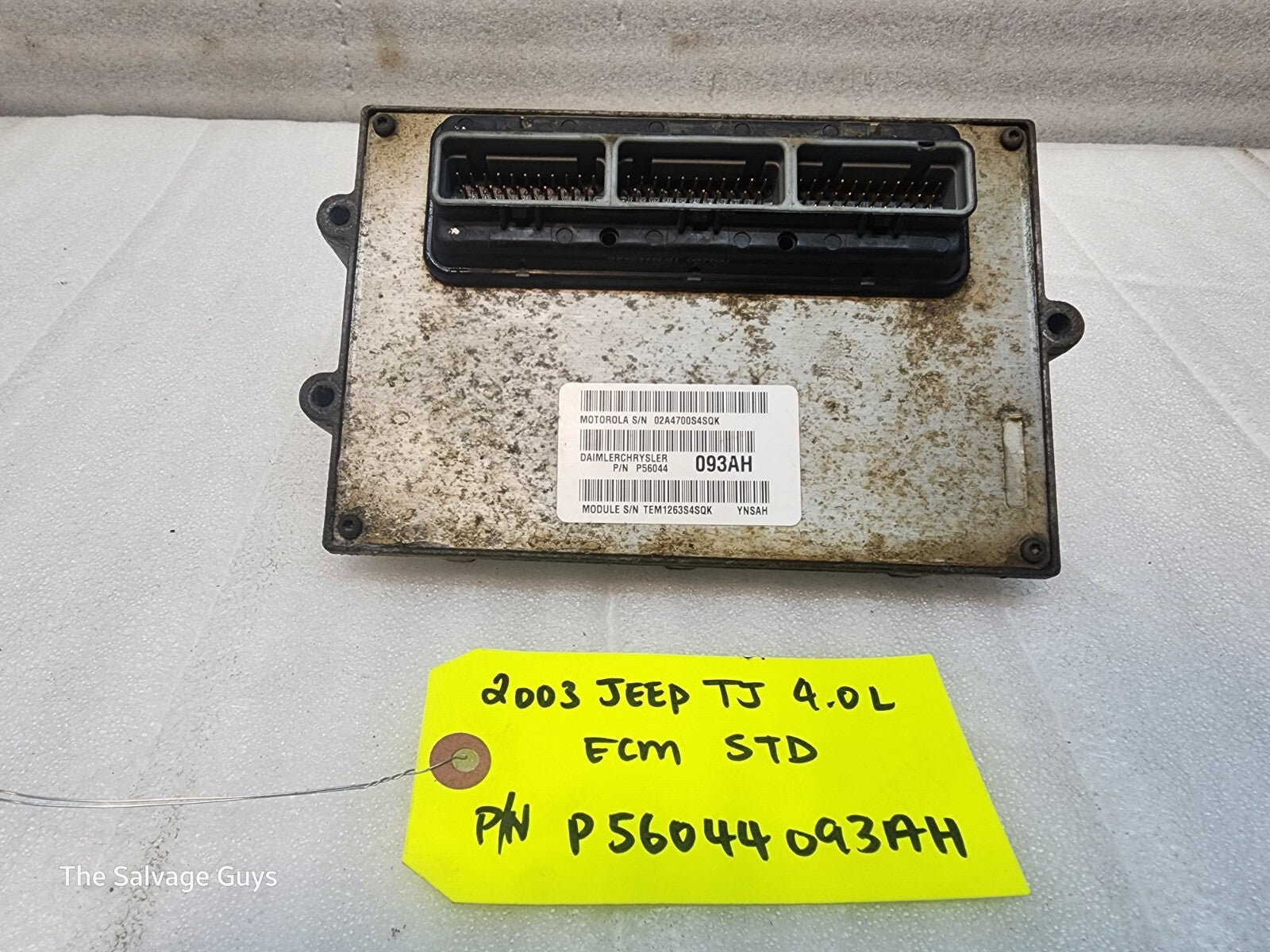 03 JEEP WRANGLER TJ 4.0 MANUAL TRANS ENGINE COMPUTER ECM ECU P56044093AH
