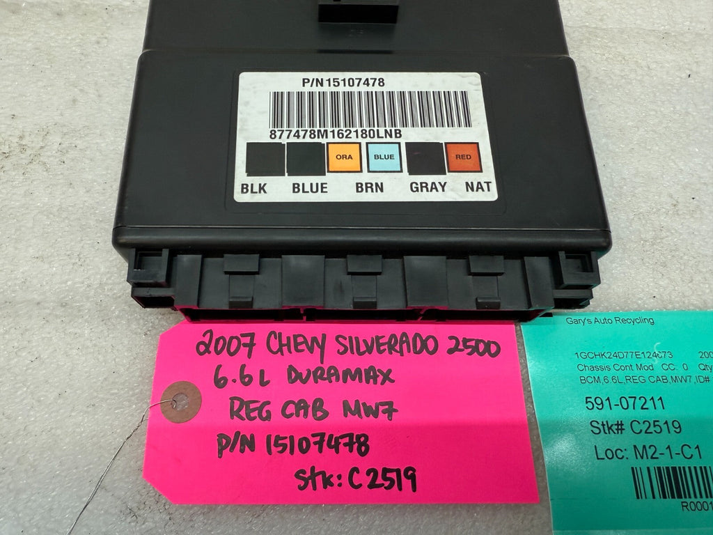 06 07 Chevrolet GMC DURAMAX LBZ 6.6 BODY CONTROL MODULE BCM 15107478