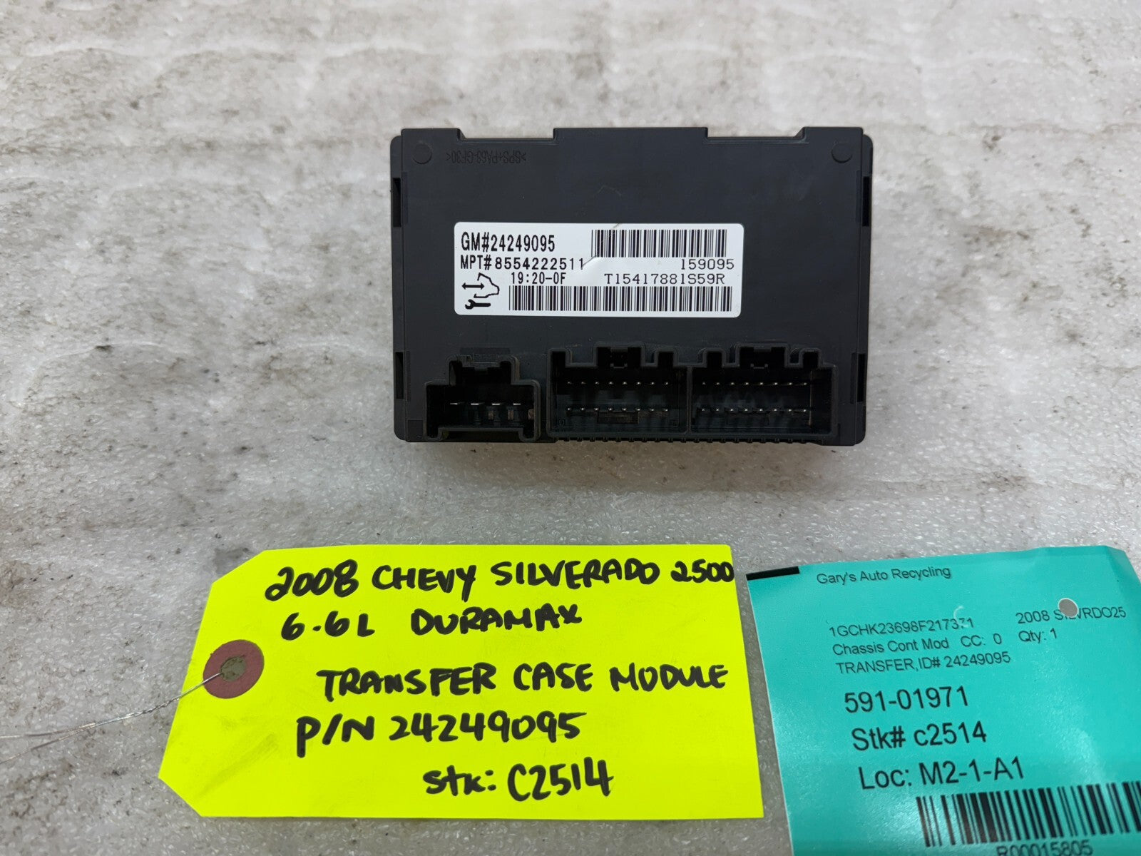 07 14 CHEVY SILVERADO 2500 6.6L DURAMAX OEM TRANSFER CASE MODULE 24249095