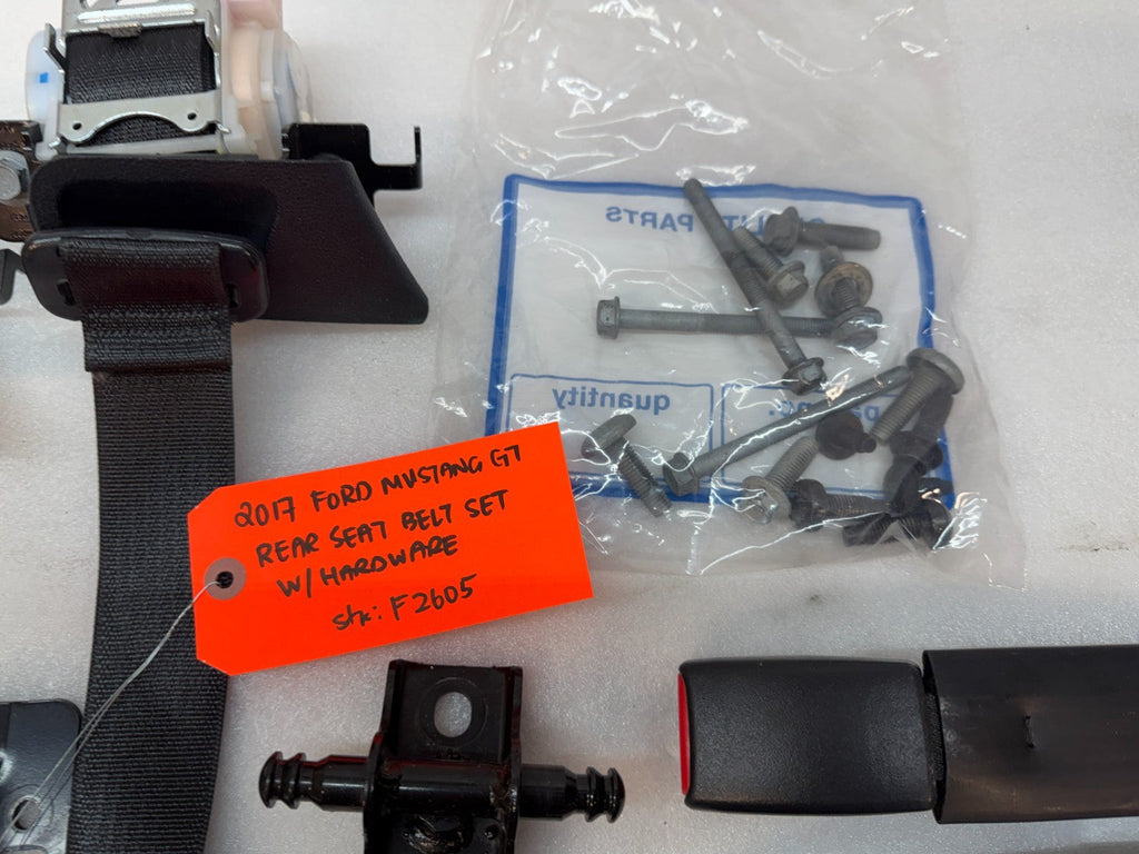 15-22 FORD MUSTANG GT 5.0 REAR SEATBELTS BELTS BRACKETS HARDWARE