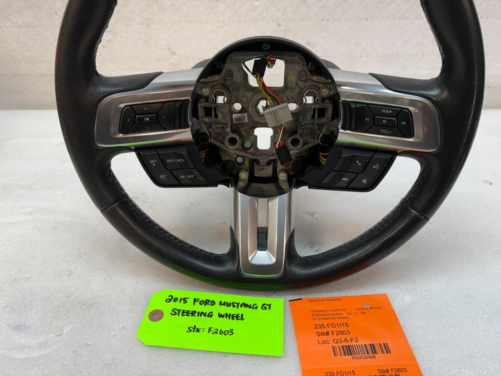 2015 FORD MUSTANG GT BLACK LEATHER STEERING WHEEL W CONTROLS 6sp MANUAL 15 16 17