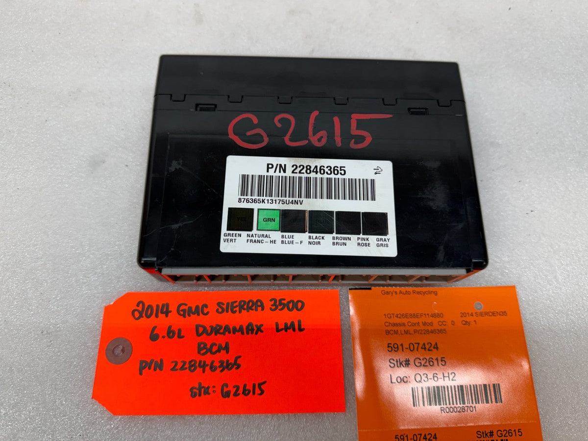 11-14 Chevrolet GMC 2500HD DURAMAX 6.6 LML BCM BODY CONTROL MODULE 22846365