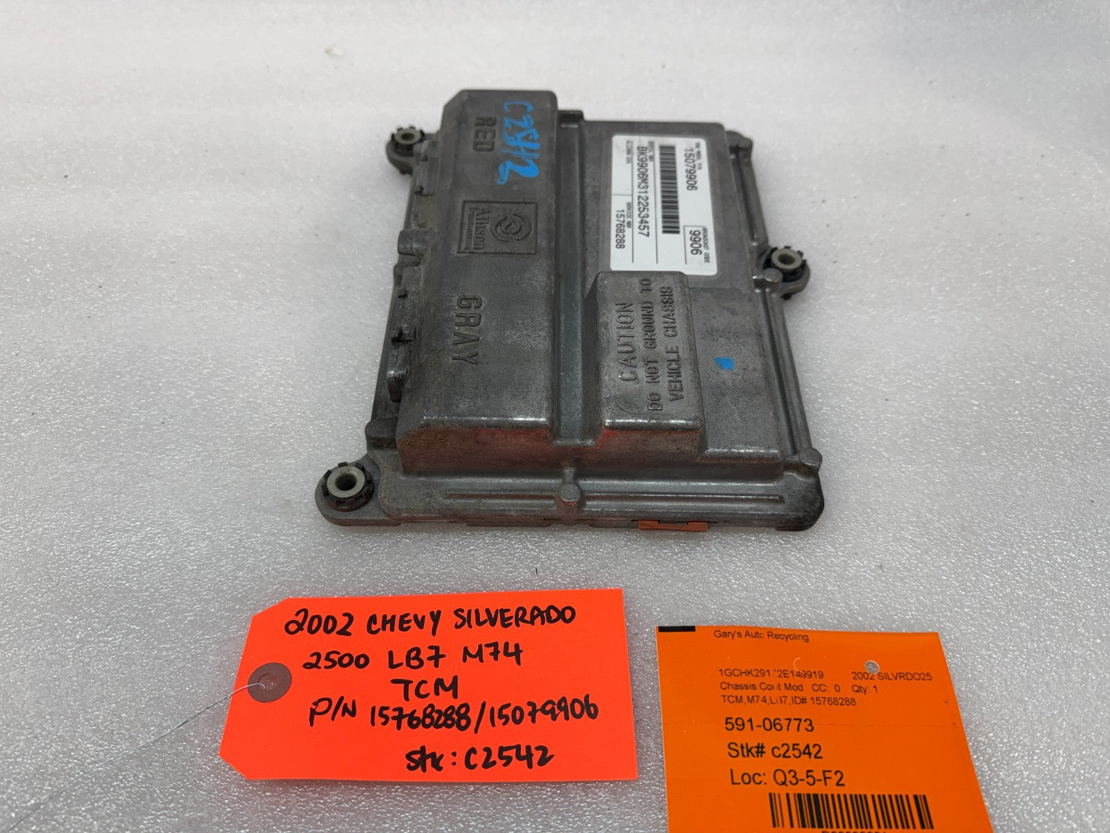 02 Chevrolet GMC SILVERADO 6.6 TCM TCU TRANSMISSION COMPUTER ALLISON 15768288
