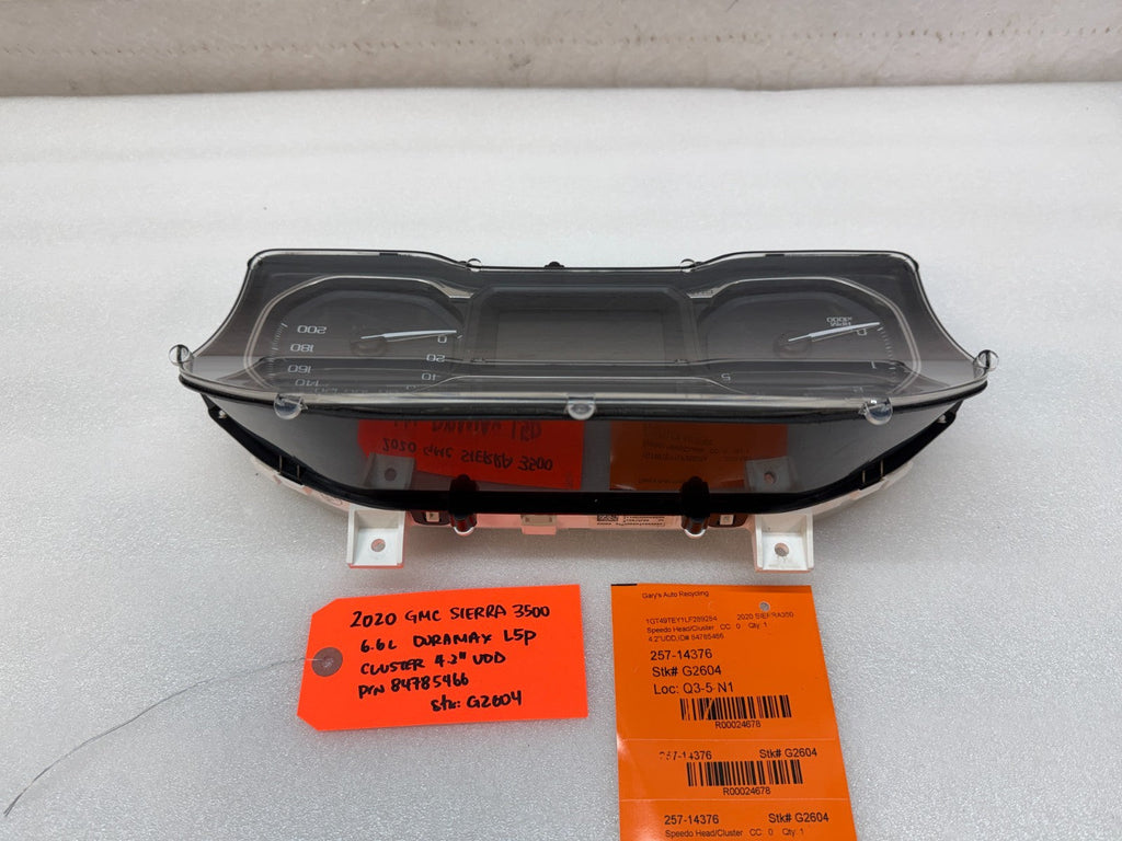 20 GMC SIERRA 2500 3500 DIESEL DURAMAX KMH GAUGE CLUSTER 4.2" UDD 84785466 19-23
