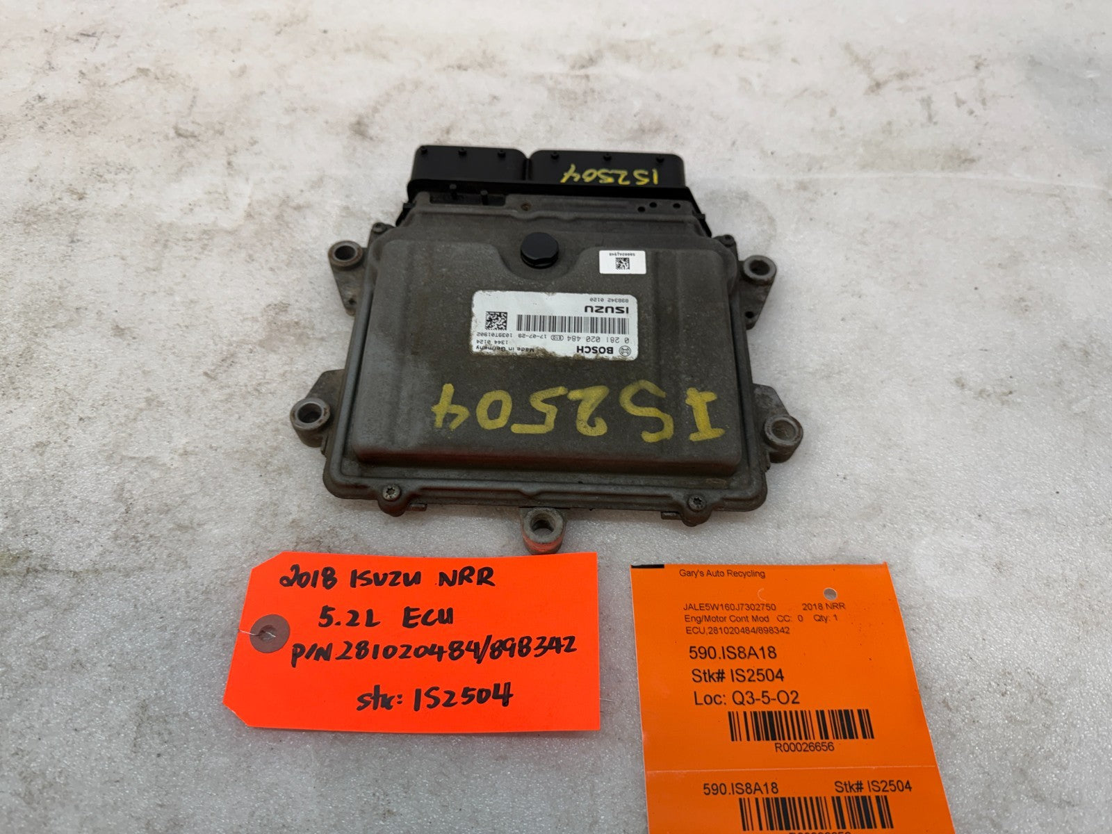 18 ISUZU NRR NPR NQR 5.2 ENGINE COMPUTER CONTROL MODULE ECM ECU 281020484