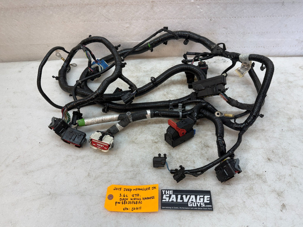 15 JEEP WRANGLER JK 3.6 DASH GAUGE WIRING HARNESS LOOM P68235768AC