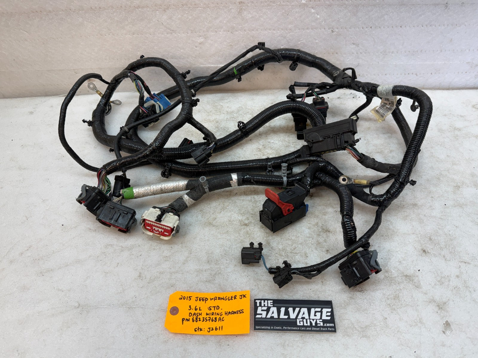 15 JEEP WRANGLER JK 3.6 DASH GAUGE WIRING HARNESS LOOM P68235768AC