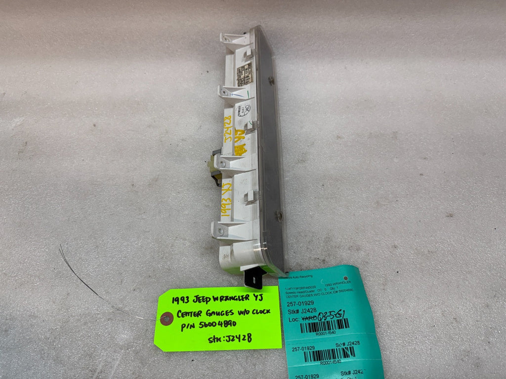 92-95 JEEP WRANGLER YJ OEM METRIC CENTER GAUGE CLUSTER P56004890