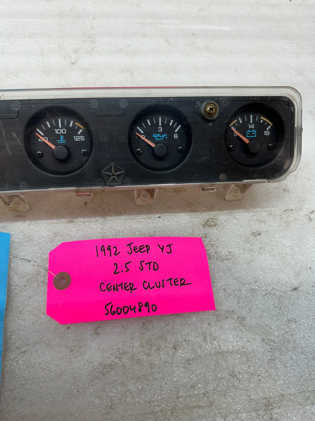 92-95 JEEP WRANGLER YJ OEM METRIC CENTER GAUGE CLUSTER P56004890