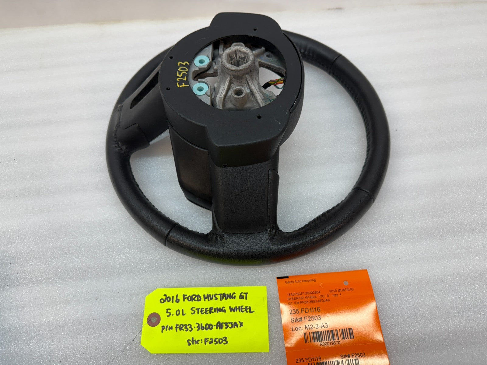 16 FORD MUSTANG GT BLACK LEATHER STEERING WHEEL W CONTROLS  6sp MANUAL 15 16 17