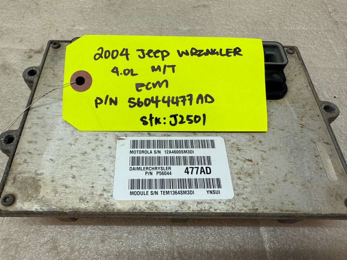 04 JEEP WRANGLER TJ 4.0 MANUAL TRANS ENGINE COMPUTER ECM ECU P56044477AD