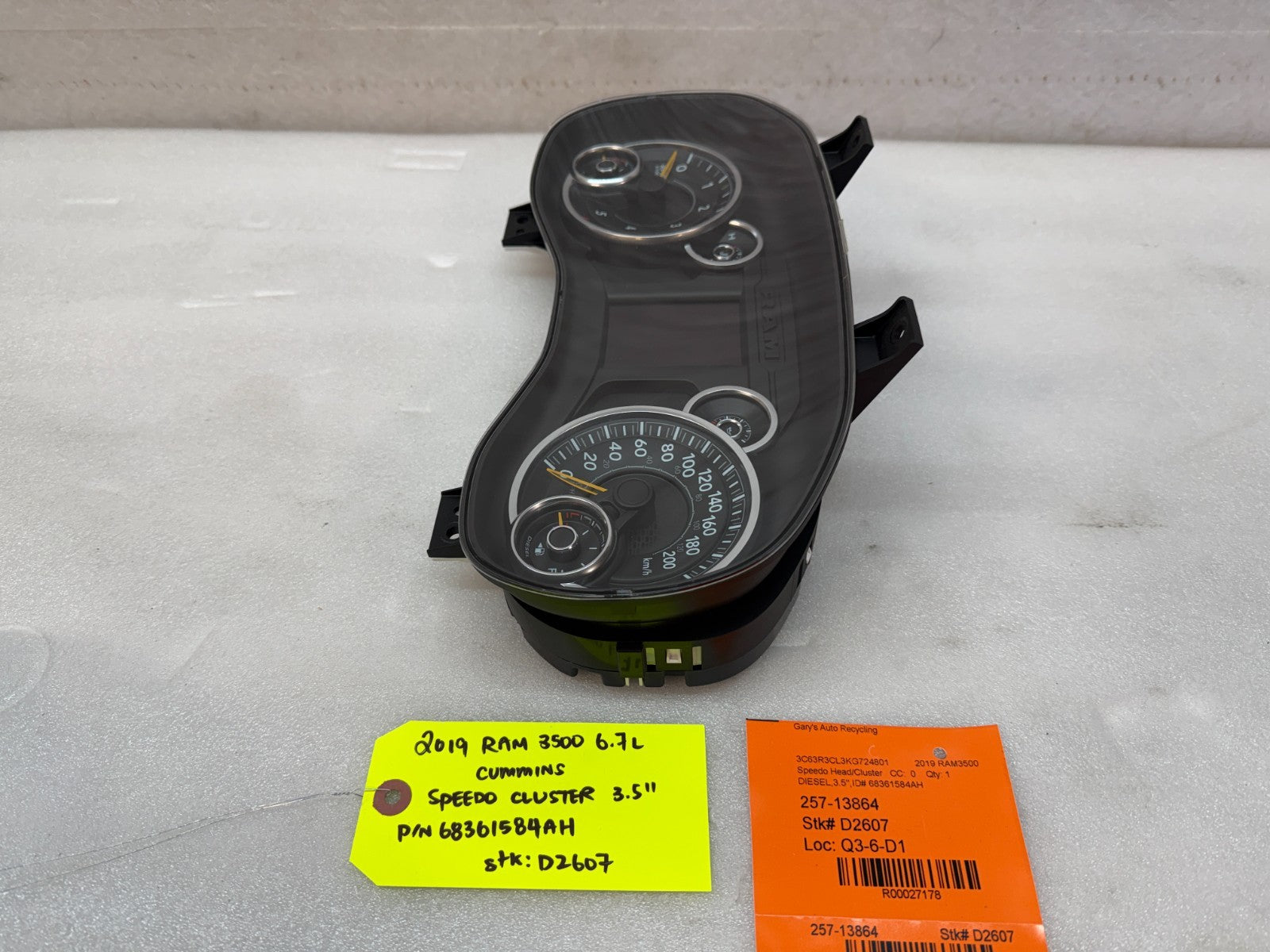 19 20 21  RAM 2500 3500 6.7 CUMMINS GAUGE CLUSTER SPEEDOMETER TACH 68361584AH