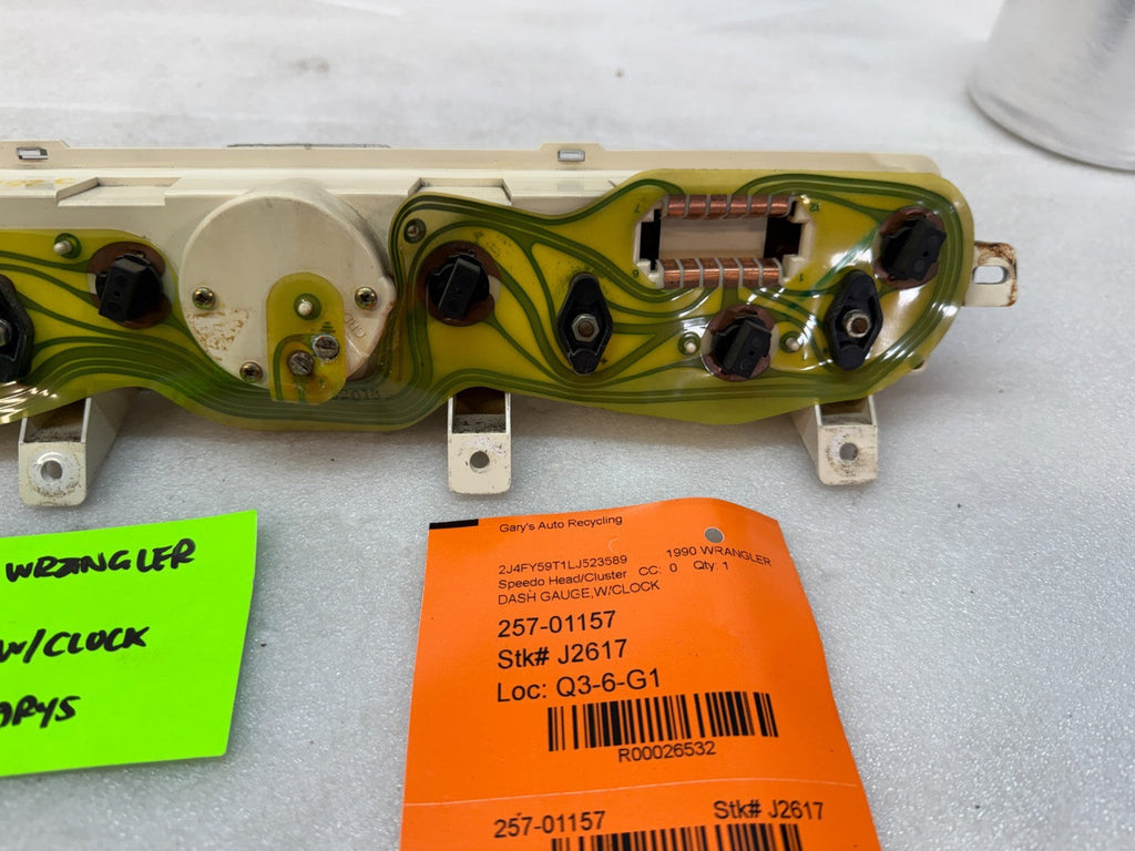 87-91 JEEP WRANGLER YJ OEM METRIC CENTER GAUGE CLUSTER CLOCK