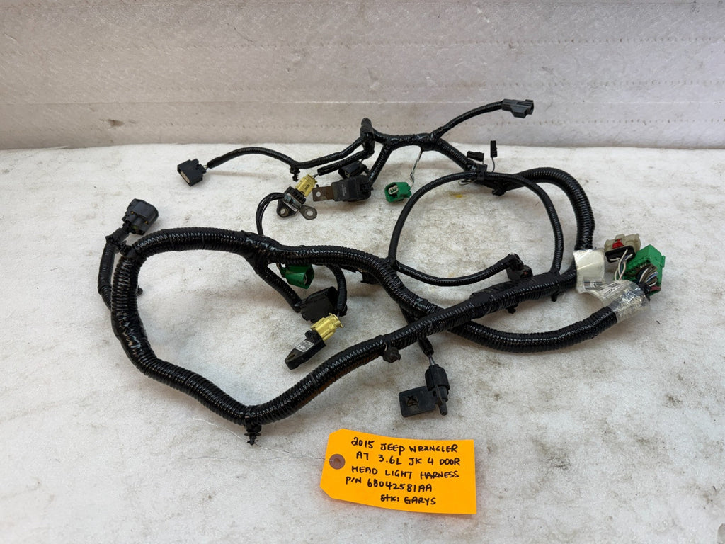 15 JEEP WRANGLER JK FRONT HEADLIGHT HEADLAMP WIRING HARNESS 68042581AA