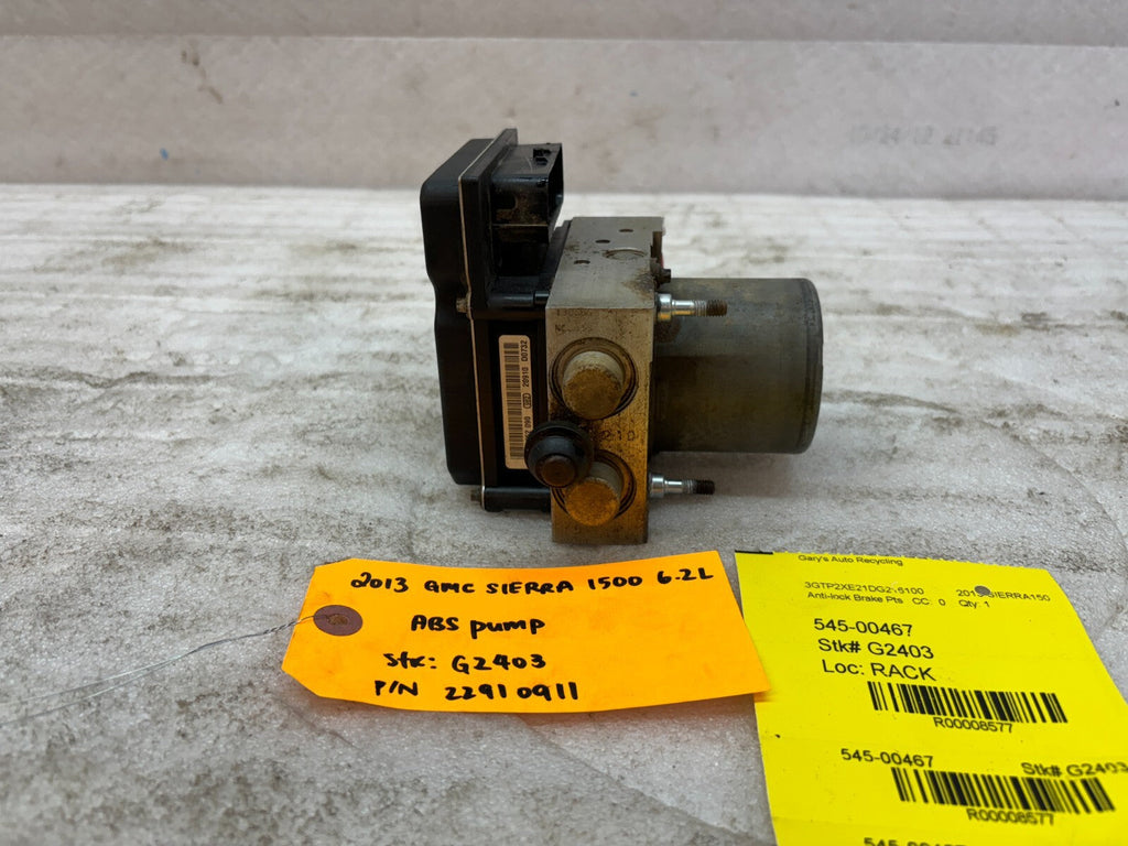 09-14 CHEVROLET GMC SILVERADO SIERRA 1500 6.2 ABS ANTI LOCK BRAKE PUMP 22910911