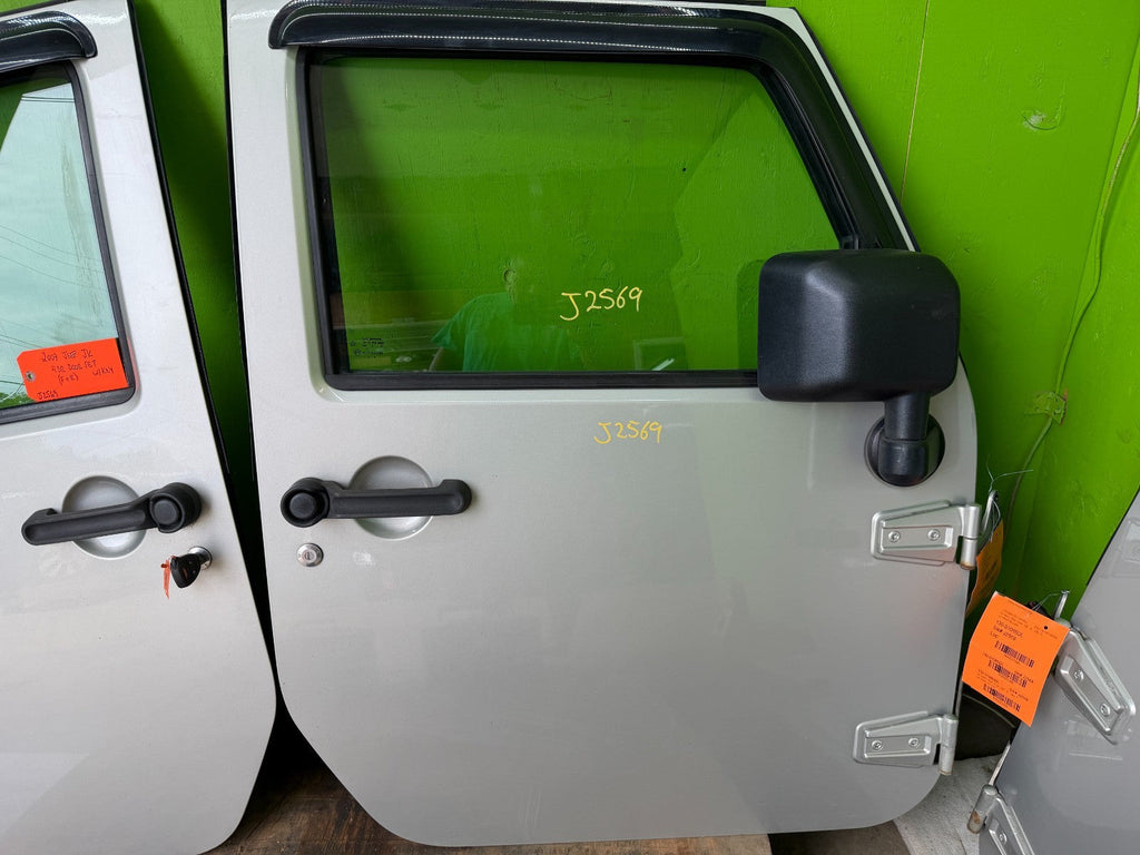 07-18 JEEP WRANGLER JK OEM FULL HARD DOORS SILVER WITH DOOR PANELS MIRRORS KEY