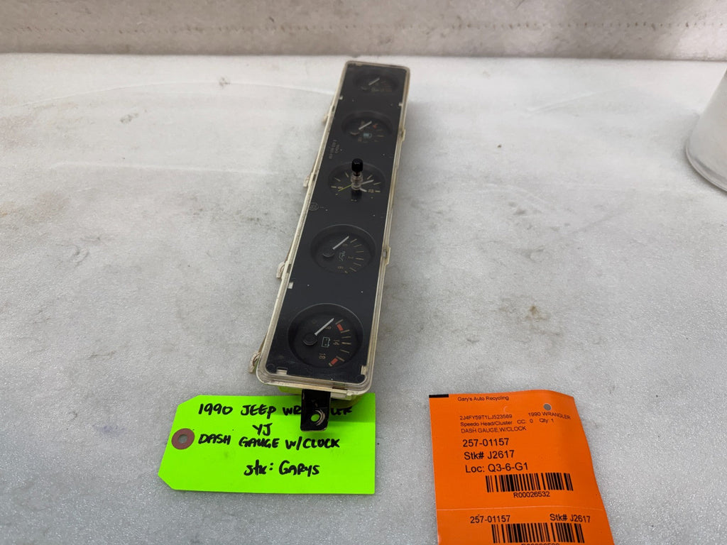 87-91 JEEP WRANGLER YJ OEM METRIC CENTER GAUGE CLUSTER CLOCK