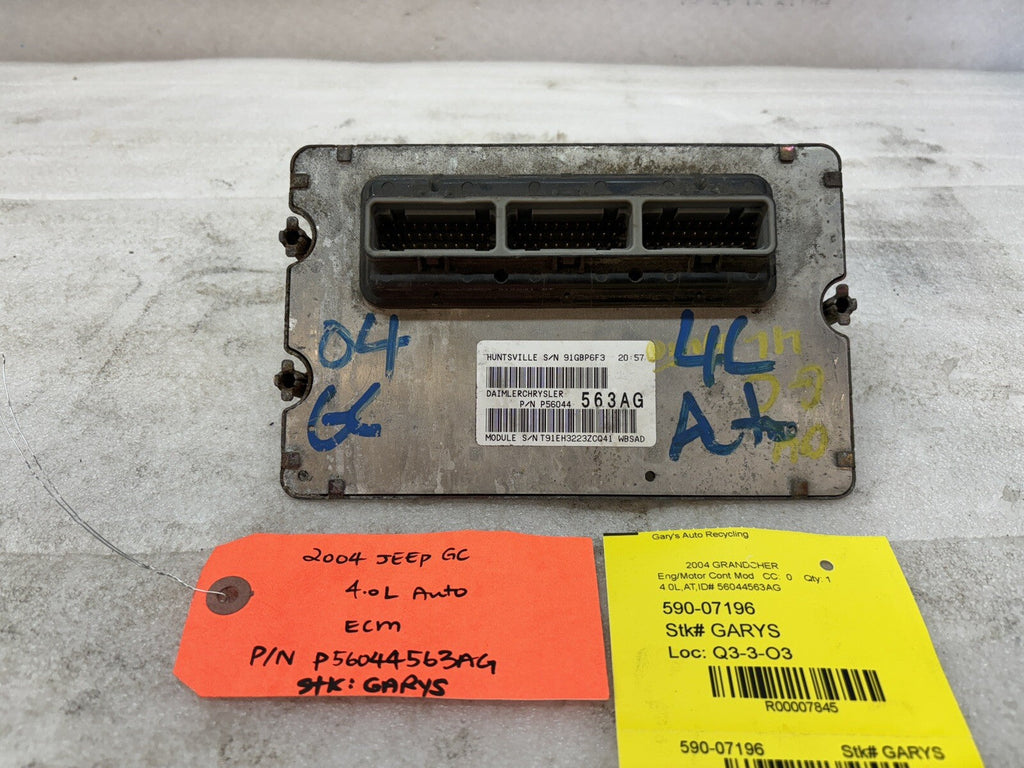 04 JEEP GRAND CHEROKEE 4.0 AUTOMATIC ENGINE COMPUTER ECM ECU P56044563AG