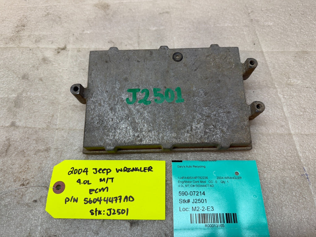 04 JEEP WRANGLER TJ 4.0 MANUAL TRANS ENGINE COMPUTER ECM ECU P56044477AD