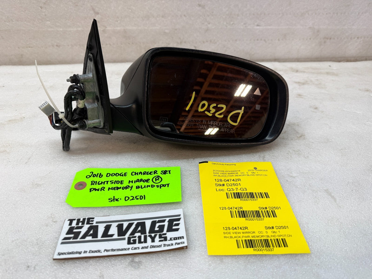 16 DODGE CHALLENGER HELLCAT SRT OEM BLACK RIGHT MIRROR W/ BS MEMORY ETC 12-24