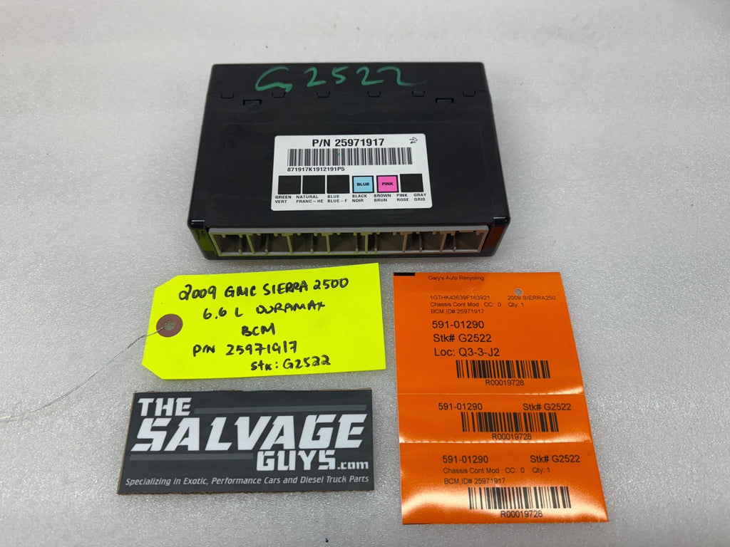 08 09 10 Chevrolet GMC DURAMAX LMM 6.6 BCM BODY CONTROL MODULE 25971917