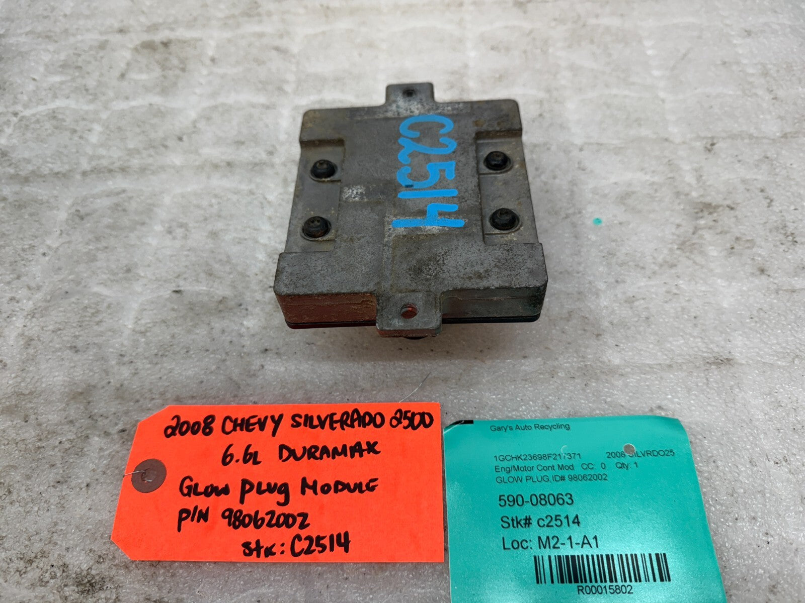 07-10 CHEVROLET SILVERADO DURAMAX 6.6 GLOW PLUG CONTROL MODULE OEM 98062002
