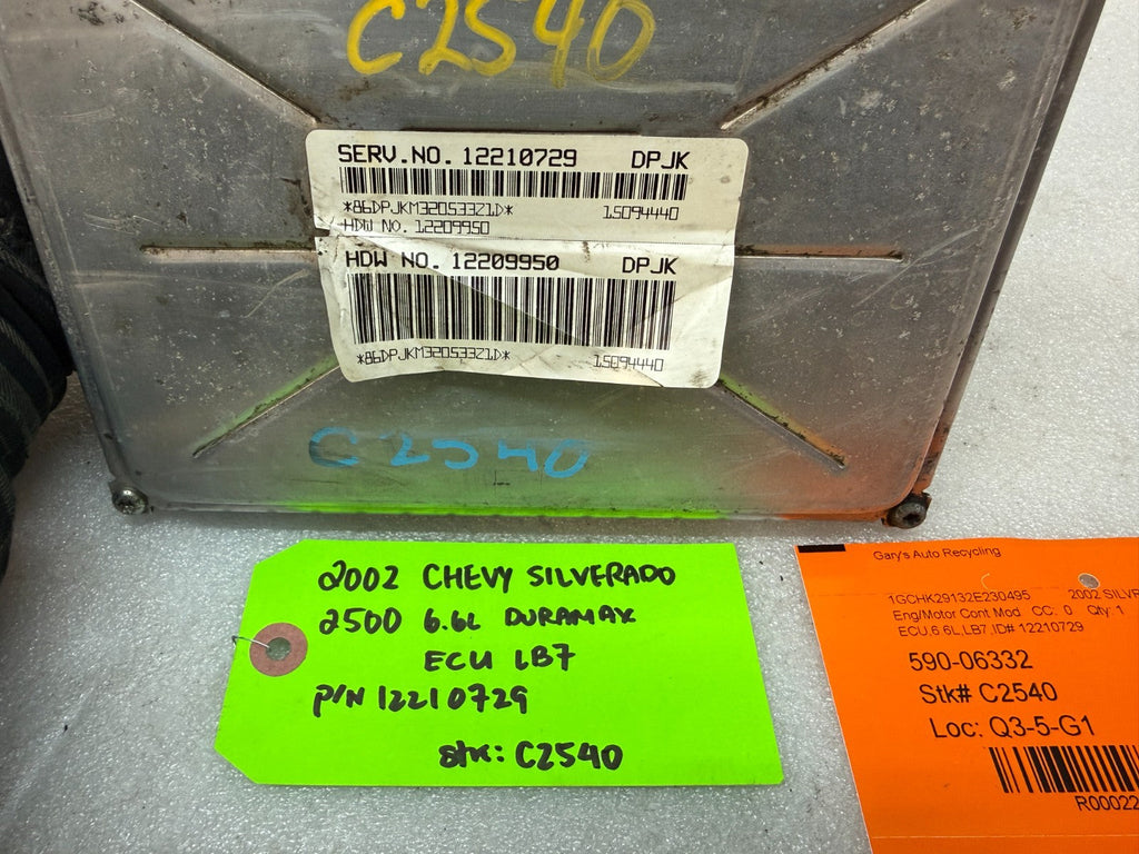01-04 Chevrolet GMC 2500HD DURAMAX 6.6 LB7 ECM ECU ENGINE COMPUTER 12210729