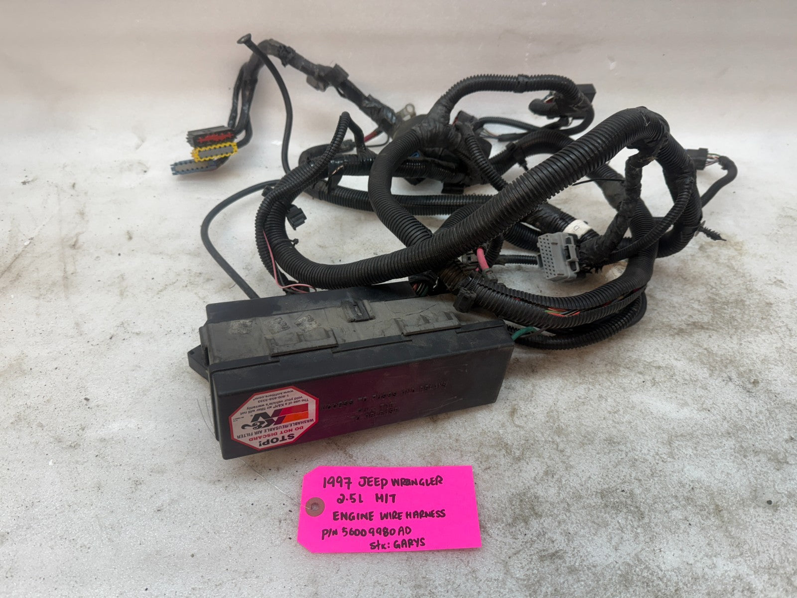 1997 JEEP WRANGLER TJ 2.5 ENGINE MANUAL TRANS FUSE BOX HARNESS LOOM 56009980AD