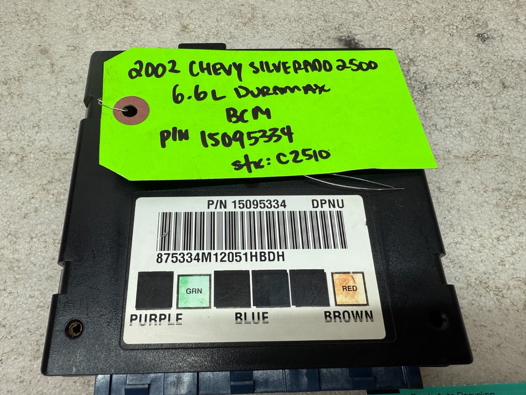 01 02 Chevrolet GMC DURAMAX LB7 6.6 BODY CONTROL MODULE BCM 15095334