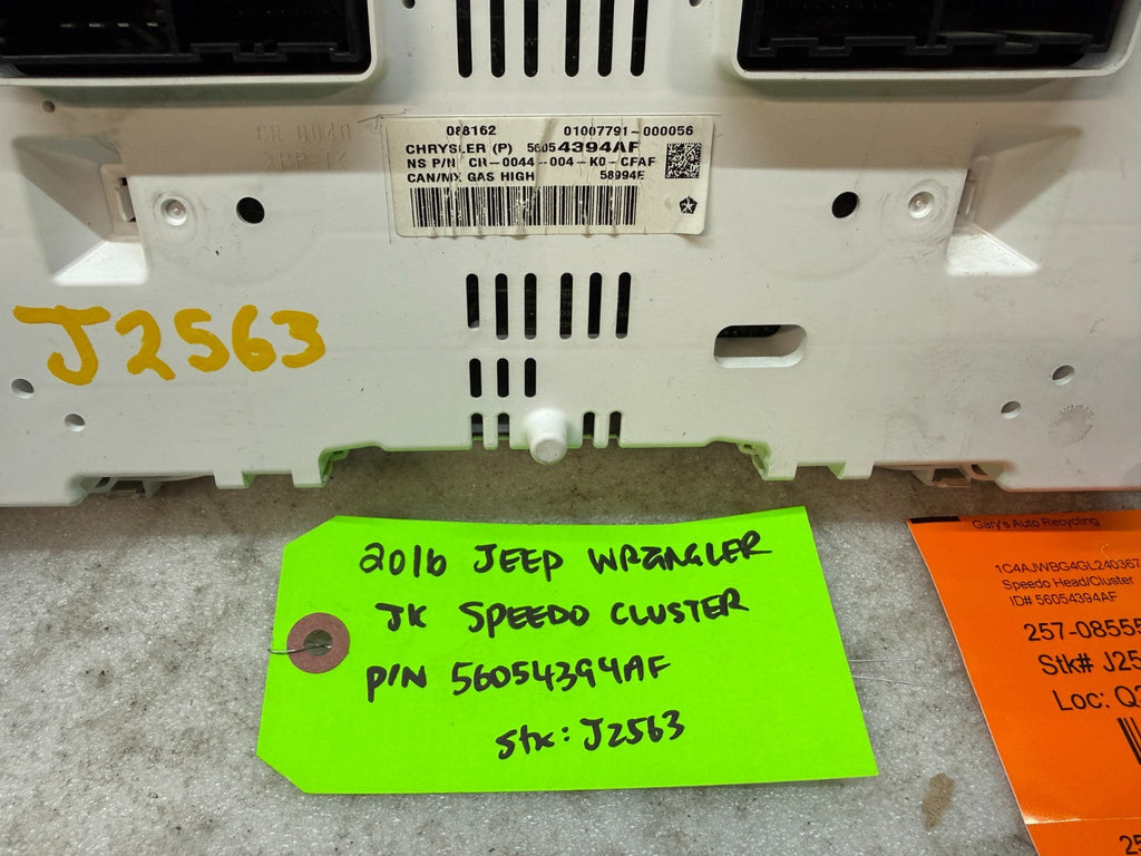 15 JEEP WRANGLER JK 3.6 METRIC SPEEDOMETER GAUGE CLUSTER 56054394AE 12-18