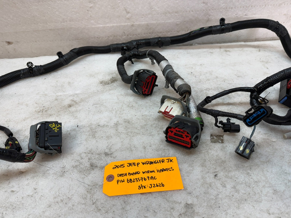 15 JEEP WRANGLER JK 3.6 DASH GAUGE WIRING HARNESS LOOM P68235767AC