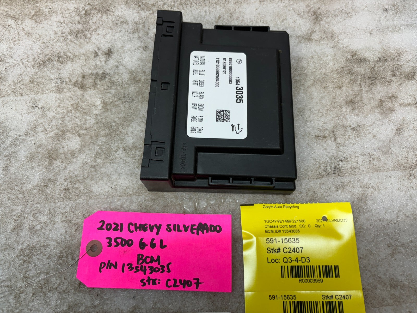 20 Chevrolet GMC DURAMAX 6.6 BCM BODY CONTROL MODULE 13536089 19-22