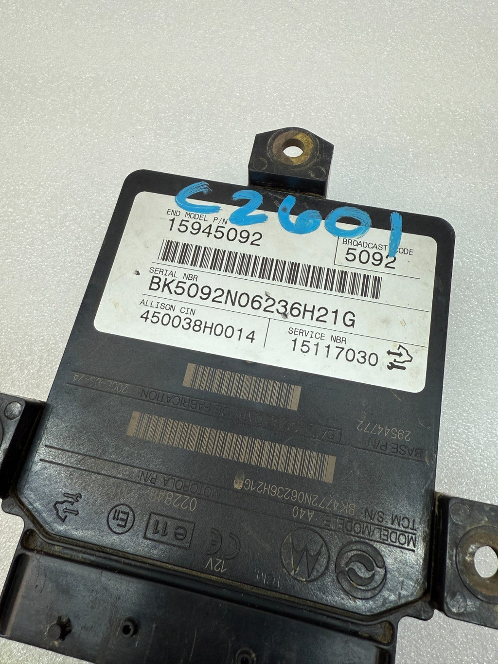 06 07 08 GMC SIERRA ALLISON A40 TRANSMISSION CONTROL MODULE TCM TCU A40 15945092