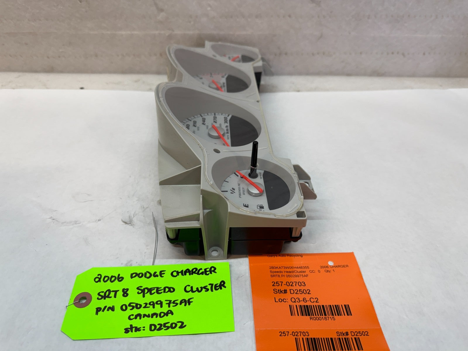06 07 08 DODGE CHARGER SRT-8 SRT 6.1 OEM METRIC GAUGE CLUSTER P05029975AF