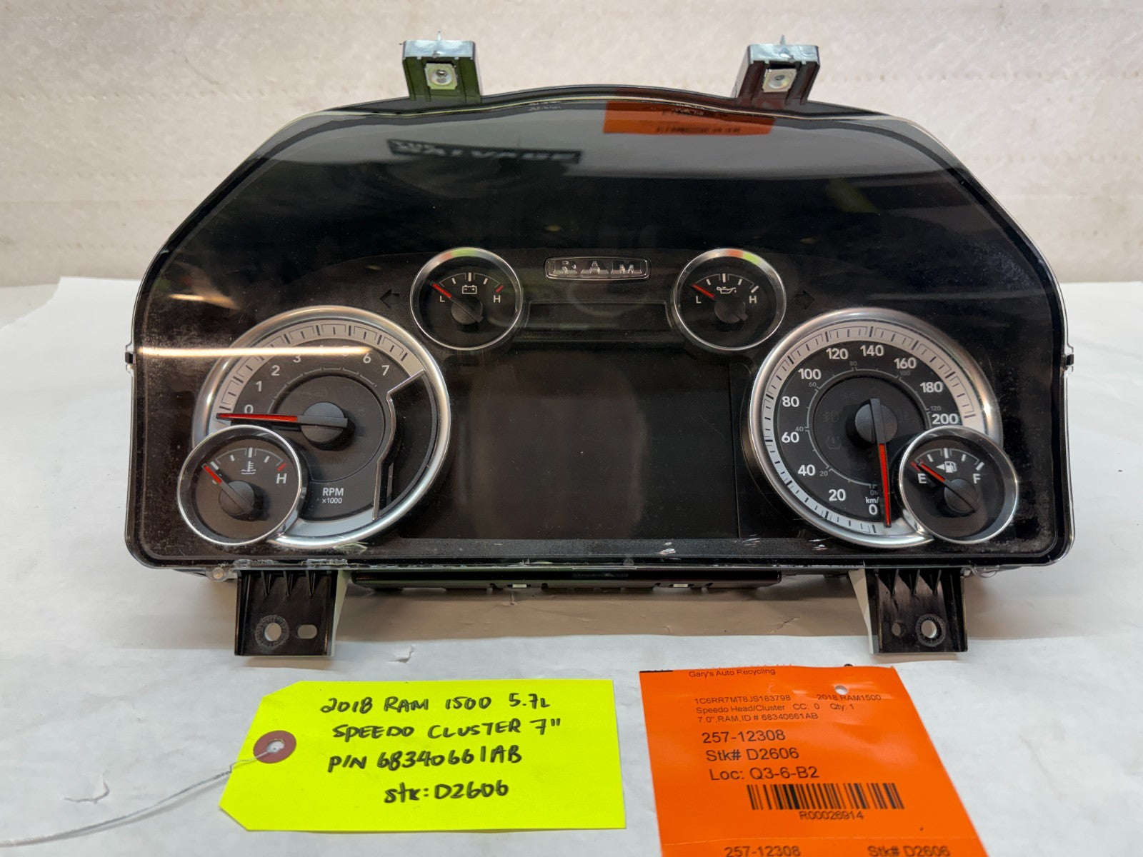 17 18 DODGE RAM SPORT 1500 5.7 METRIC SPEEDOMETER GAUGE CLUSTER 68340661AB 63k