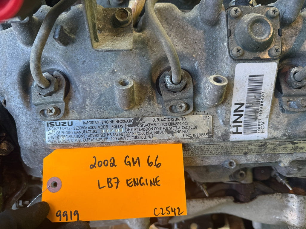 01-04 CHEVROLET GMC 2500 3500 6.6 LB7 DURAMAX DIESEL ENGINE MOTOR NO CORE!!