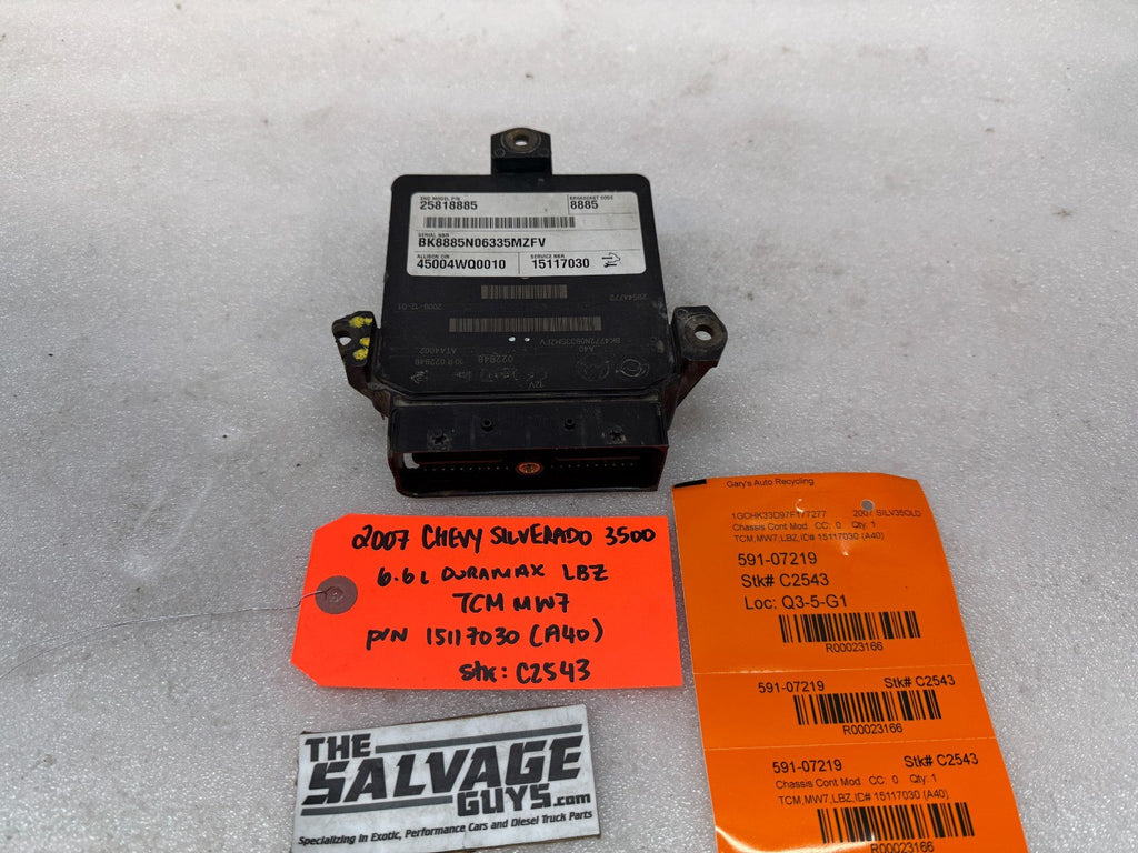 06 07 08 GMC SIERRA ALLISON A40 TRANSMISSION CONTROL MODULE TCM TCU A40 15117030